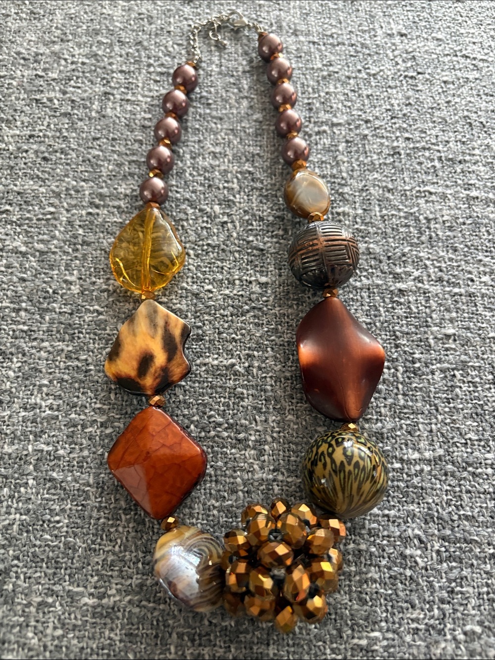 Brown Multi-Bead Statement Necklace